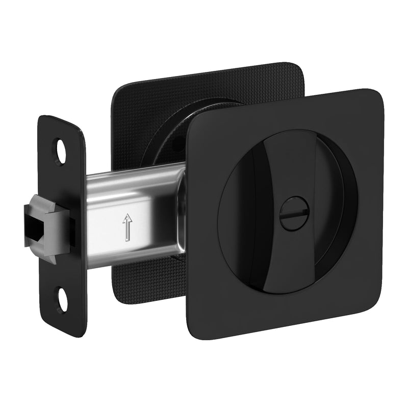 goldenwarm Black Pocket Door Lock, Rounded-Corner Square Sliding Pocket Door Hardware Privacy Pocket Door Latch for Bathroom & Bedroom - 1 Pack Privacy 1 Pack