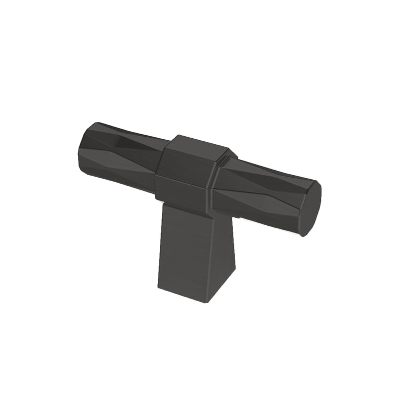 Alzassbg 10 Pack Matt Black Cabinet Knobs, 2 Inch(50mm) Cabinet Hardware T Bar Knurled Knobs for Cupboard and Drawers AL6201MB Single Hole Knobs