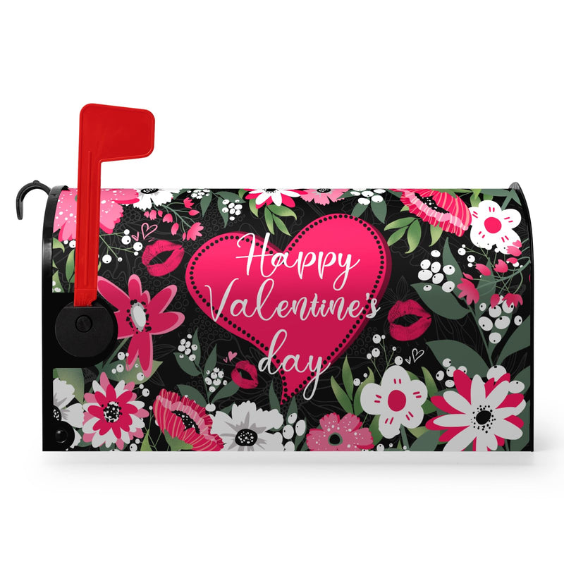Happy Valentines Day Mailbox Covers Magnetic Standard Size Valentine Mailbox Post Cover Red Heart Truck Floral Flower Valentine's Day Mailbox Decor Waterproof Mailbox Wraps 21 * 18 Inch 21x18inch Happy Valentine's Day Mailbox Cover