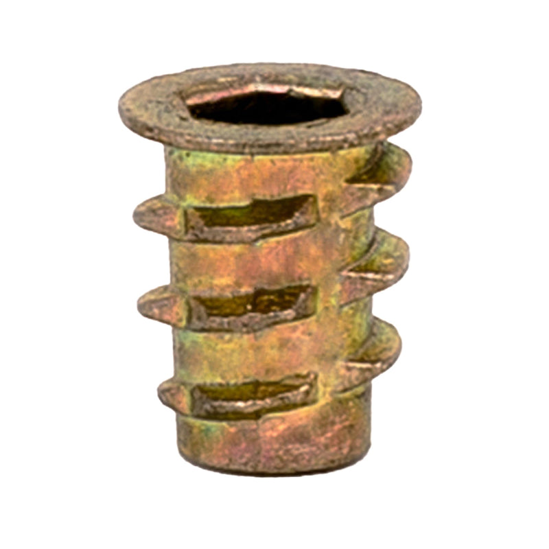 E-Z LOK Hex Threaded Inserts for Soft Wood, Zinc Alloy Flanged Thread Insert M4-0.7 x 10mm Length, Pack of 50, (900407-10) Flanged - M4-0.7 x 10mm