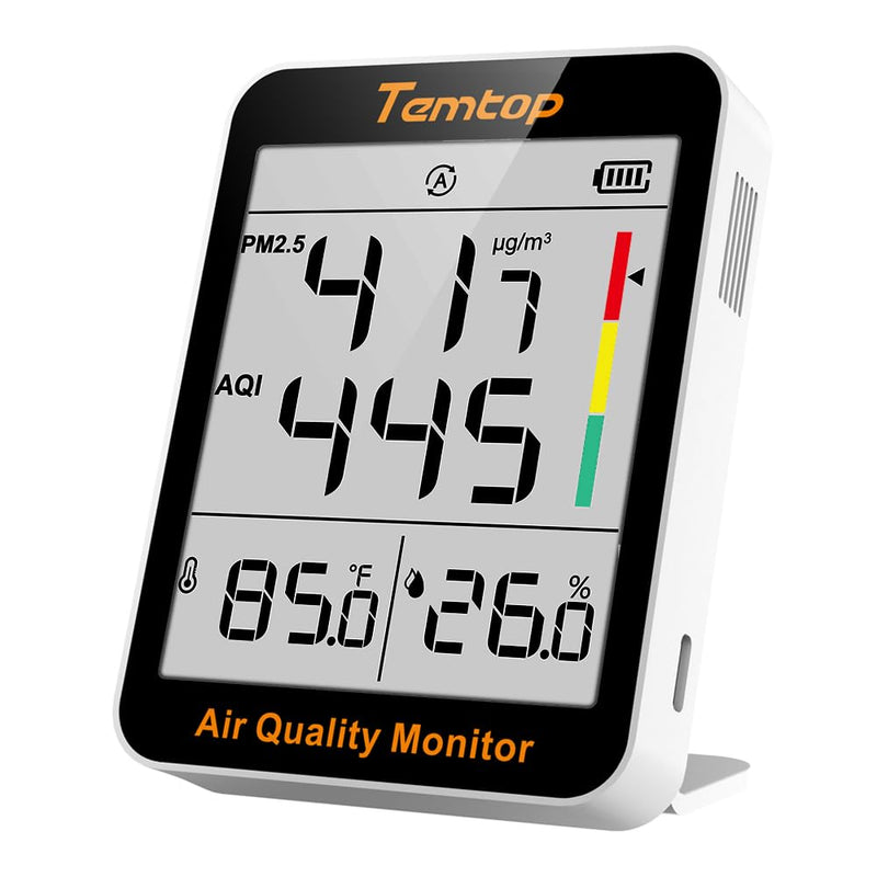 Temtop Air Quality Monitor Indoor Thermo-Hygrometer - PM2.5, AQI, Temperature, and Humidity Meter for Home, Office, or School, Air Quality Measurement, 60-Day Battery Life 2 Modes/Extended Standby 1 - NewNest Australia