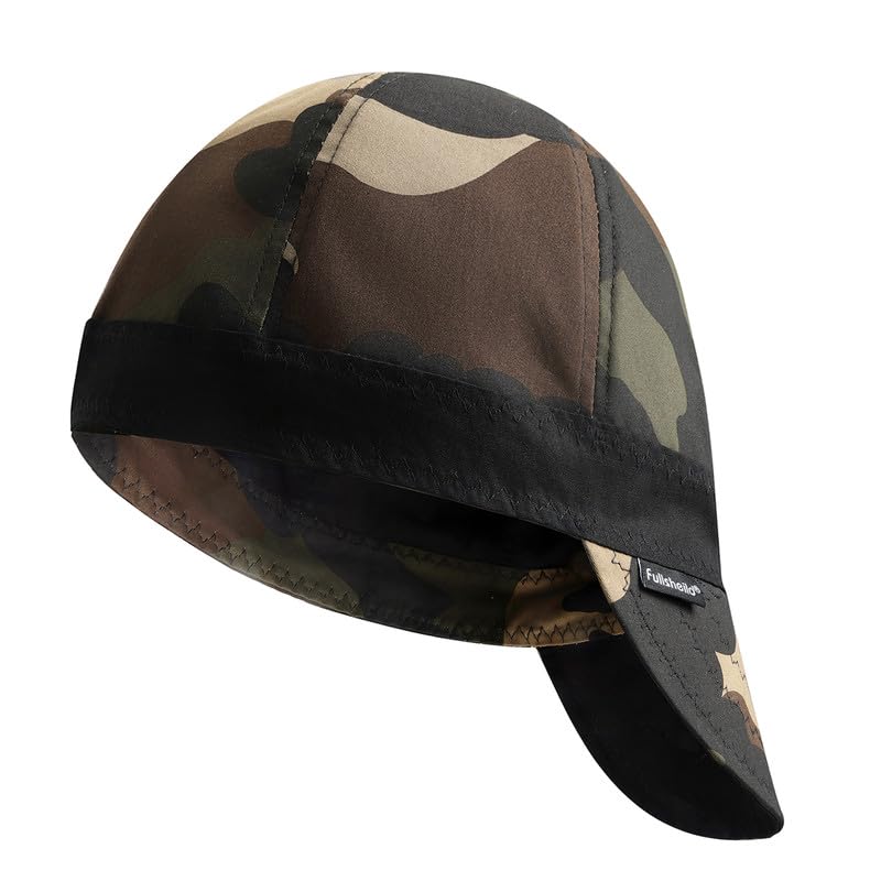Fullsheild Reversible Welding Cap Flame Resistant CAT 2 Protective FR Welder Hats 6 Pannel Lightweight Printed for Men Women Camo 7 1/2