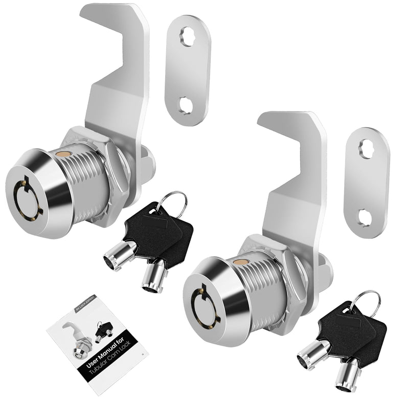 5/8' Cabinet Cam Lock Keyed Alike, Hook Cam Tool Box Lock for RV Storage Compartment Door Tool Cart Mailbox with Manual, Zinc Alloy (5/8 Inch 2 Pack) 5/8 Inch 2 Pack