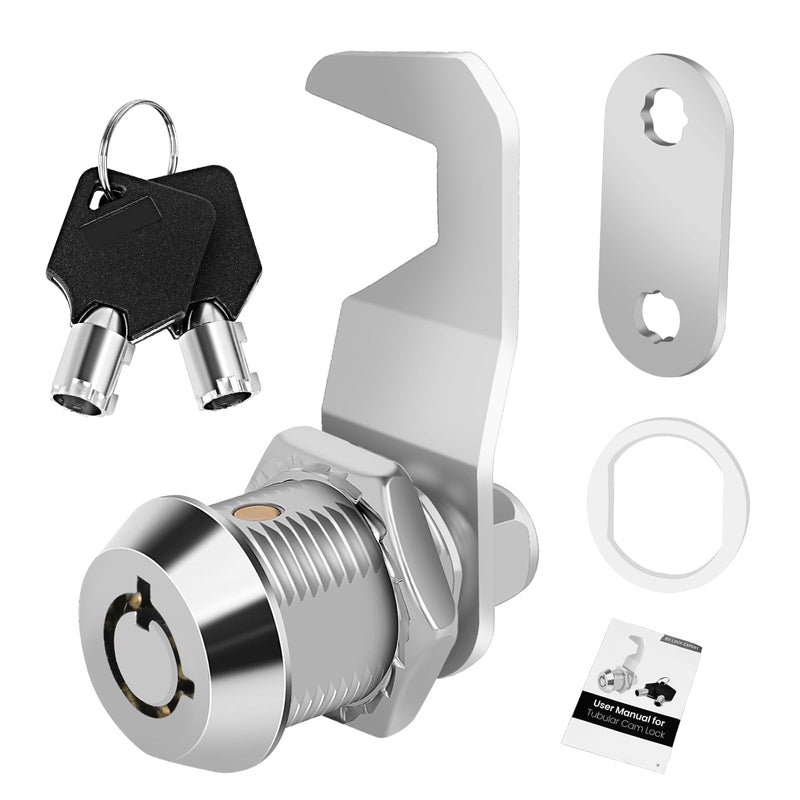 Toolbox Lock with Keys, 5/8” Cabinet Cam Lock Keyed Alike, Hook Cam,Tool Box Lock for RV Storage Compartment Door Tool Cart Mailbox Lock with Manual, Zinc Alloy (5/8 Inch 1 Pack) 5/8 Inch 1 Pack