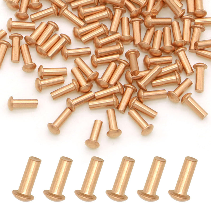 100 Pieces Round Head Solid Rivets Fasteners Copper Rivets (M3x8) M3x8