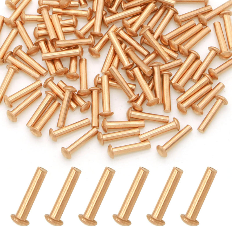 100 Pieces Round Head Solid Rivets Fasteners Copper Rivets (M3x14) M3x14