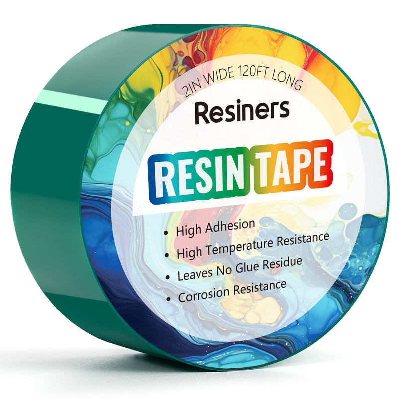 Resiners Resin Tape for Epoxy Resin Molding - 2IN W x 120FT L - Thermal Adhesive Tape, High Temperature Resistance, Easy Peel-Off, Release Resin Tape for River Tables, Remove Residue, Green 1 Roll (120FT)