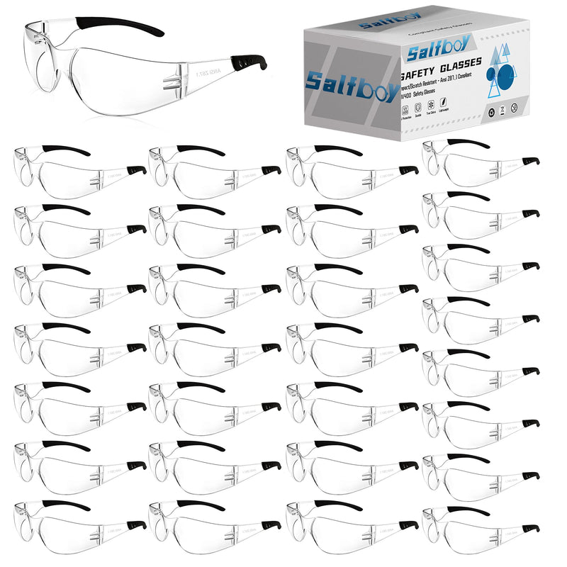 Safety Glasses Ansi Z87.1 Clear Safety Glasses Bulk Impact Resistant Lens Protective Eyewear for Men Women 30pcs Clear