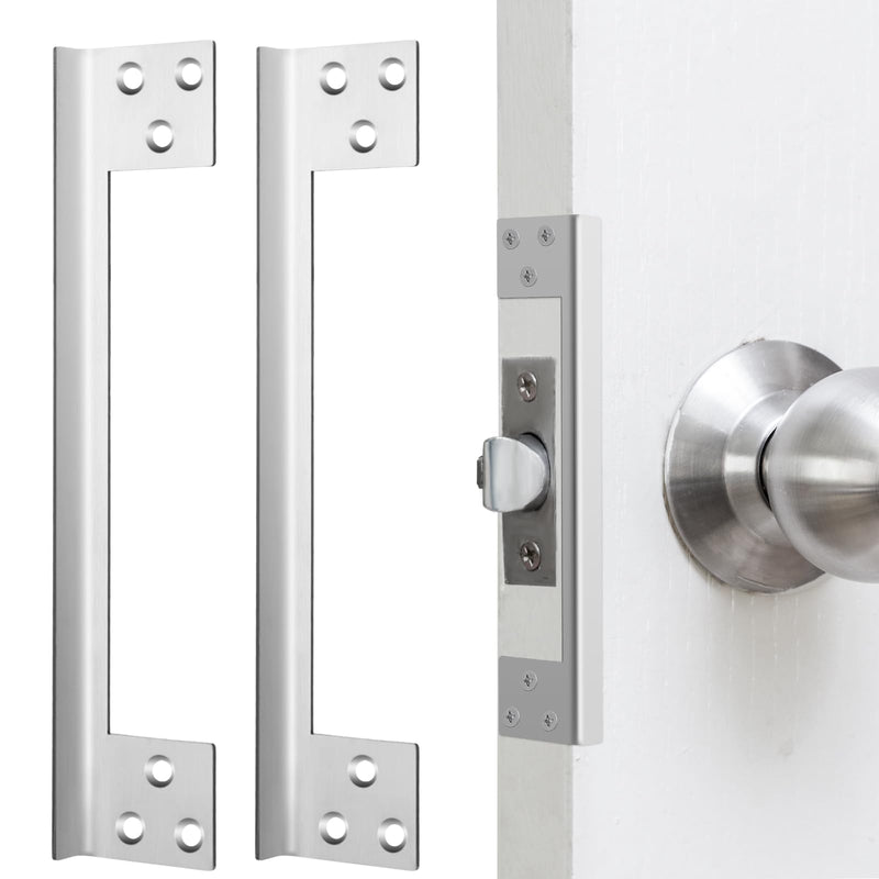 Blulu 2 Pcs Door Latch Guard Plate Outswing Angle Latch Protector Shield L Shaped Security Reinforcement Striker Plates to Block Access to Door Lock Deadbolt(2 Pcs,7 Inch) 7 Inch