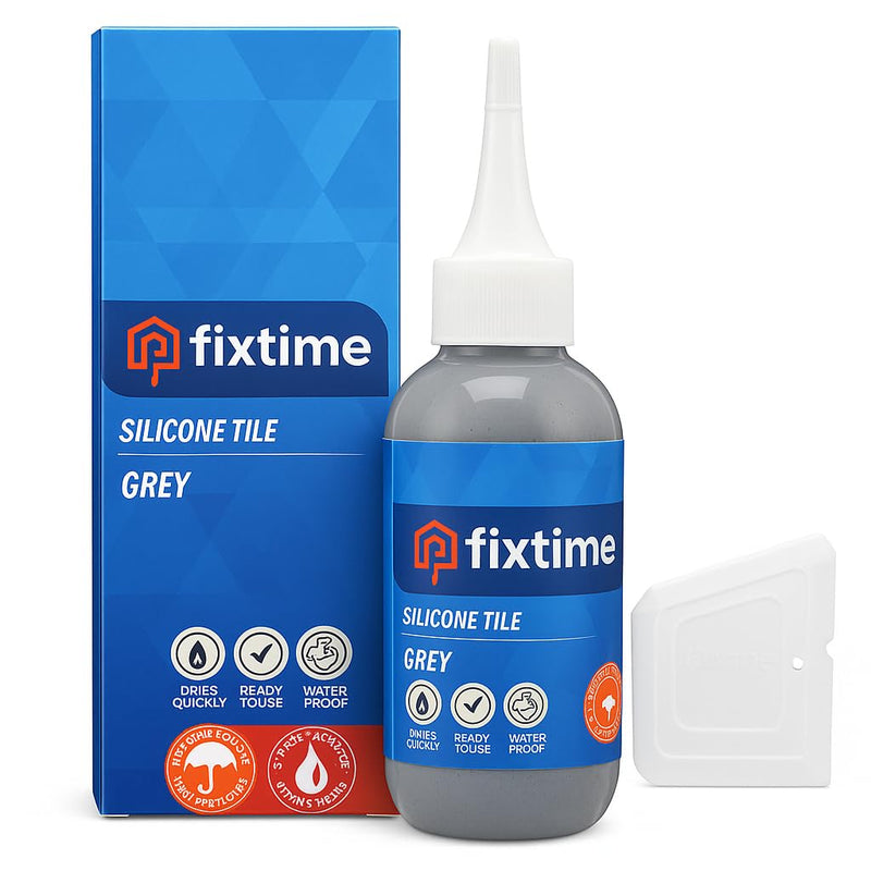 Silicone Tile Repair Kit – Premixed Fast-Drying Gray Caulk, Filler, and Sealer for Cracked Bathroom, Kitchen, and Floor Tiles (225g / 8 oz) GREY
