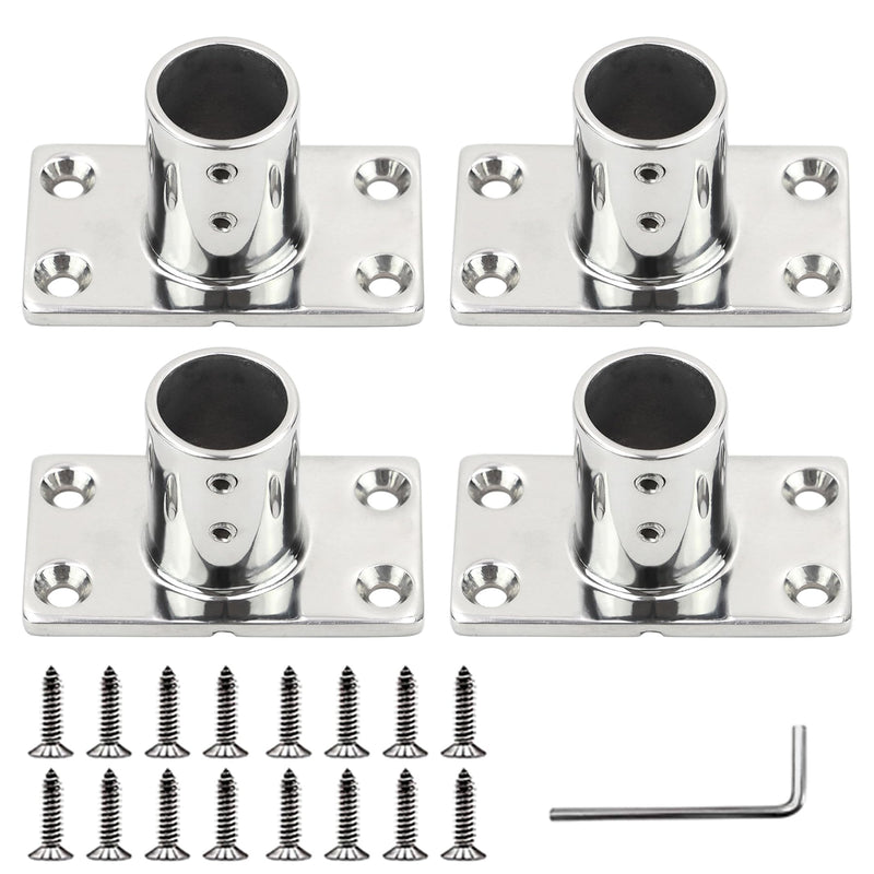 YANYUCB 316 Stainless Steel Rectangular 90° Boat Hand Rail Base,Marine Hardware Boat Handle Railing Fitting Includes Installation Accessories(1 inch)