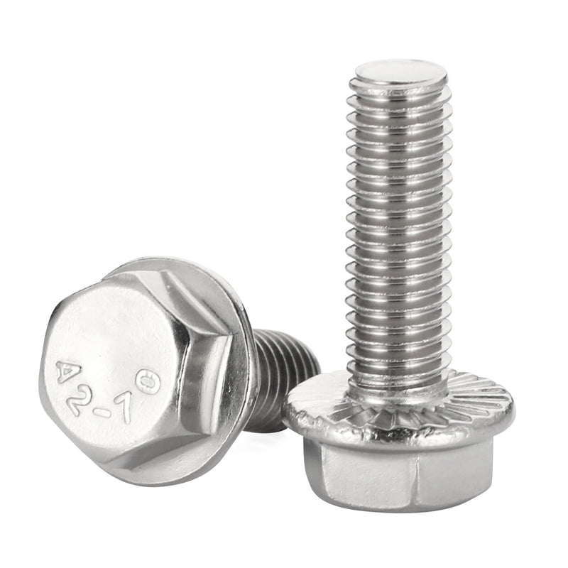 1/4-20 x 1 Flanged Hex Head Bolts Flange Hexagon Screws, Stainless Steel 304, Fully Threaded, 25 PCS 1/4-20 x 1"
