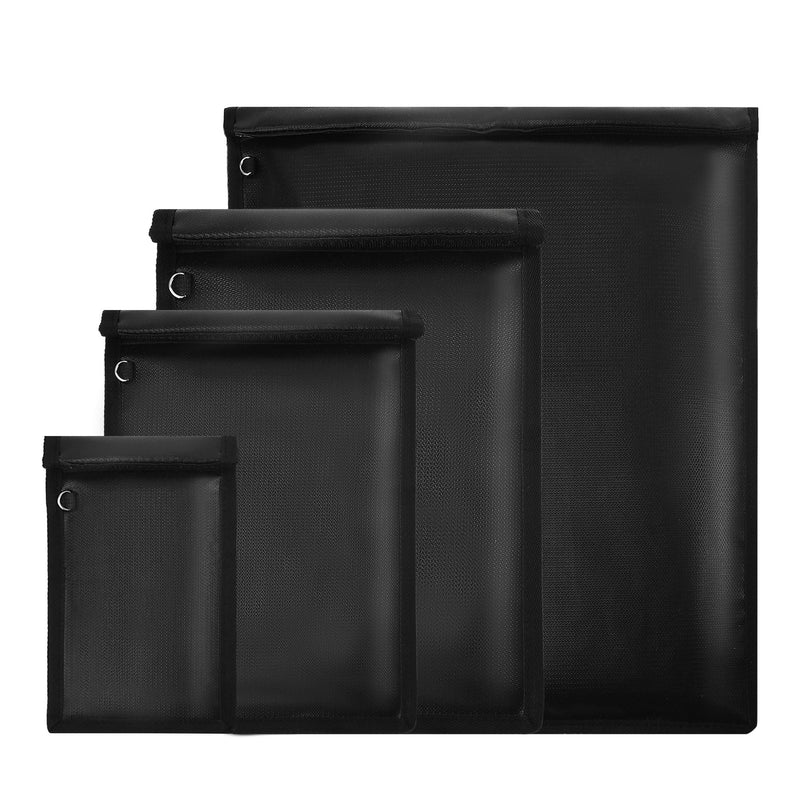 4 Pack Faraday Bags, Faraday Cage for Anti-Theft Anti-Tracking, Waterproof & Fireproof Faraday Bag for Laptops, Tablets, Phones, Car Keys Black