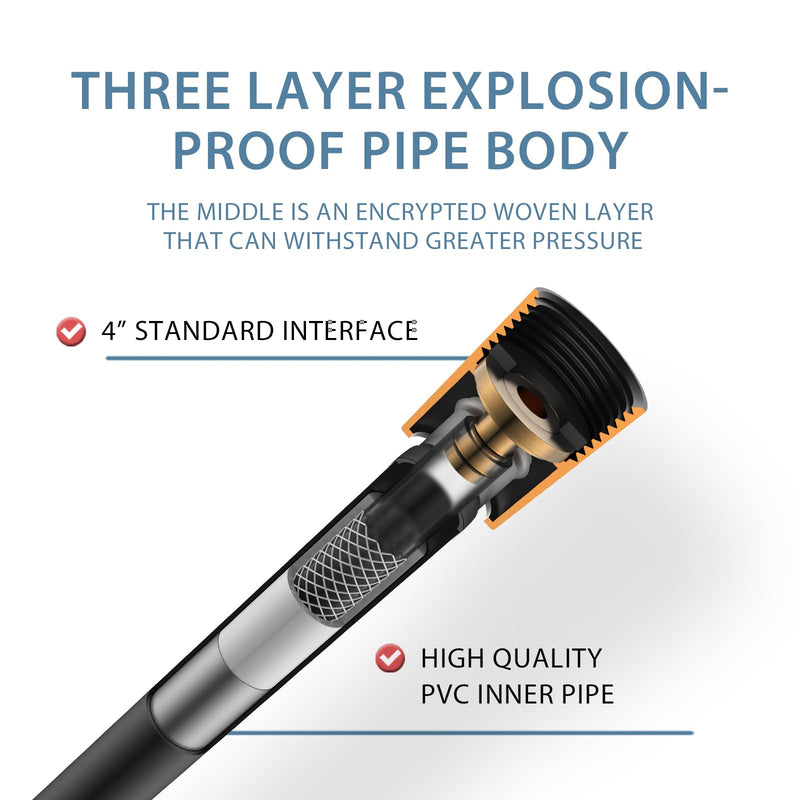 119 Inches Long Shower Hose Rv Shower Hose Extra Long Explosion Proof Anti Winding Silicone Showerhead Hose For Cleaning Pet Black Shower Extension Hose Flexible Hand Held Shower Hose Replacement 119 In