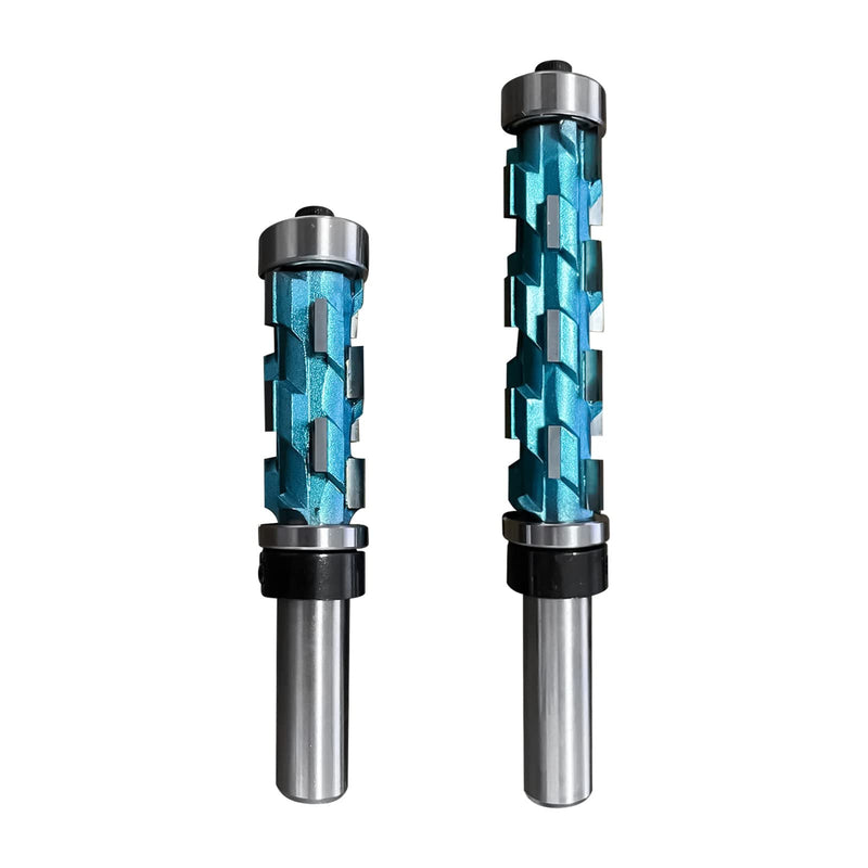 2pcs Flush Trim Router Bit, 1/2" Shank Bearing Flush Trim Bit Double Bearing Spiral Trimming Flat Trimming Router Bit Solid Carbide UP Down Compression Router Bit for Woodwork Triming, 3-7/8" 4-7/8"
