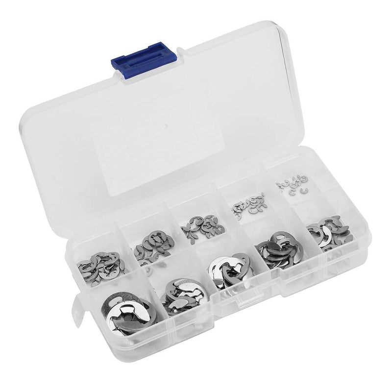 EClip Retaining Washers, 304 Stainless Steel Resistance and Oil Resistance Silver Circlip Kit for Shaft Groove of Machine