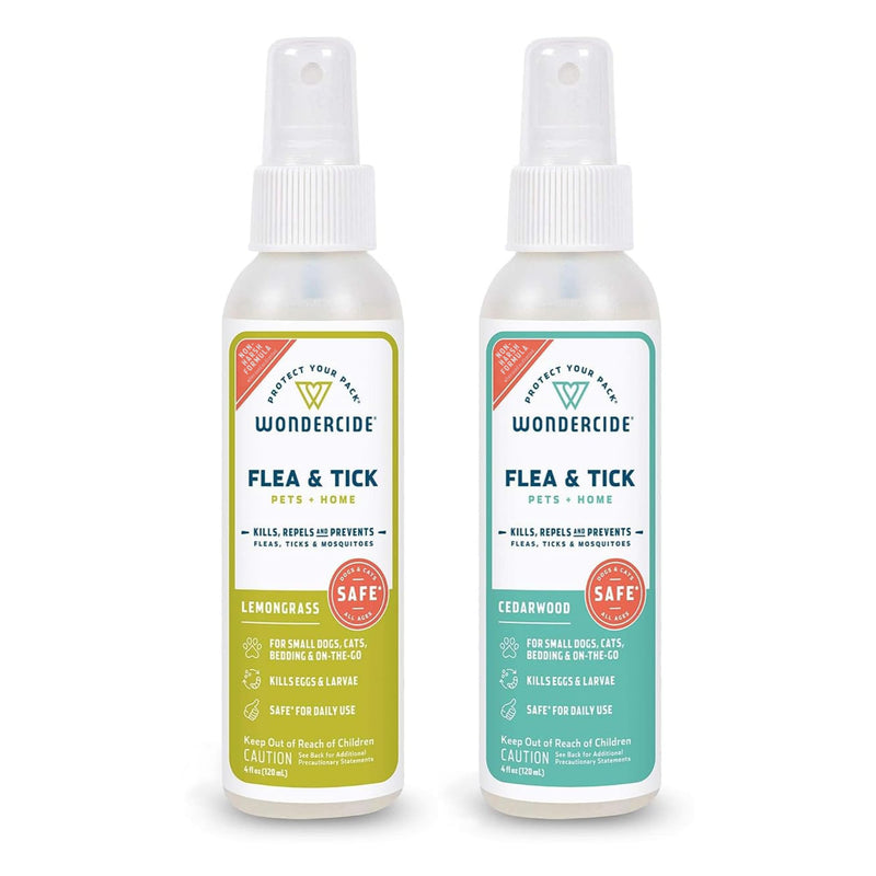 Wondercide - Flea, Tick and Mosquito Spray for Dogs, Cats, and Home - Flea and Tick Killer, Control, Prevention, Treatment - with Natural Essential Oils - 4 oz Lemongrass & Cedarwood 2-Pack - PawsPlanet Australia