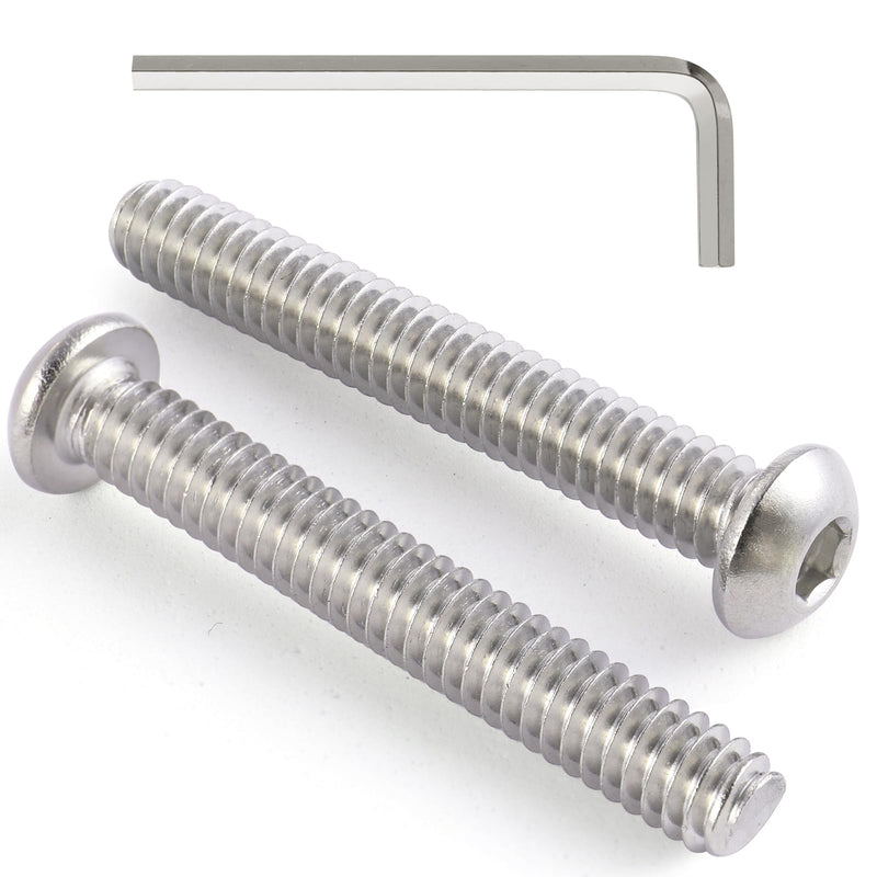 50Pcs 1/4-20 x 1-1/4" Button Head Socket Cap Bolts Screws, 304 Stainless Steel 18-8, Allen Hex Drive, Bright Finish, Fully Threaded, Hex Spanner Included (VG30307) 1/4*1-1/4(50pcs) Silver