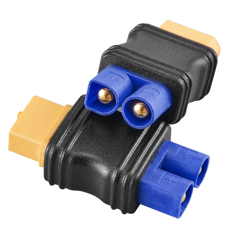 XT60 Female to EC3 Male Connector,2 pcs XT60-EC3 Injection Molded Connectors Adapter,RC Battery Adapter for LiPo Battery Micro FPV Drone. XT60 Female-EC3 Male