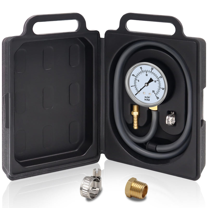 Boltigen Manometer Gas Pressure Tester, Natural Gas or LP Gas Manifold Pressure Test Kit with Gauge 0-35'' W.C, 1/8'' NPT, 1/4'' NPT Barb Fitting LP Gas Pressure Tester, 40'' Hose