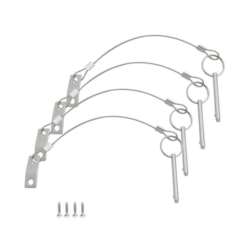 4Pack of Bimini Top Ball Pin with Lanyard Dia 3/16in(4.8MM) , Usable Length 1.5in(38mm), Total Length 2in(51mm) Full Stainless Steel 316, Quick Release Pin Marine Hardware