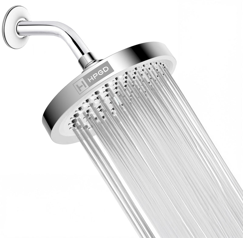 Shower Head - High Pressure Rain, 6-Inch Round, Luxury Chrome Finish, Universal Shower Head Replacement, Premium Quality Anti-Clogging Nozzles, Tool-Free Minute Installation (Chrome)