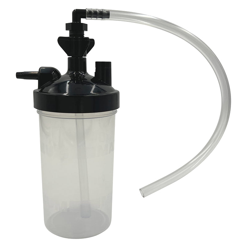 ResOne 6pk Oxygen Humidifier Bottle, 350ml w/Pressure Relief Valve & 12" Adapter Tubing - Oxygen Concentrator Humidifier Bottle for Therapy - Portable, Medical Grade for Clinic or Home Use - Plastic 6