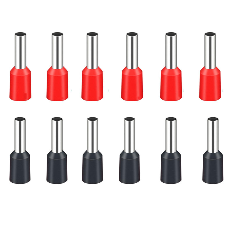 200 Pcs Wire Ferrules AWG 10-12/6.0mm²-4.0mm² Wire Copper Crimp Connector,E6012 Connectors Insulated Ferrule Pin Cord End Terminals(100 Black + 100 Red) #10-12 AWG 100 Black + 100 Red