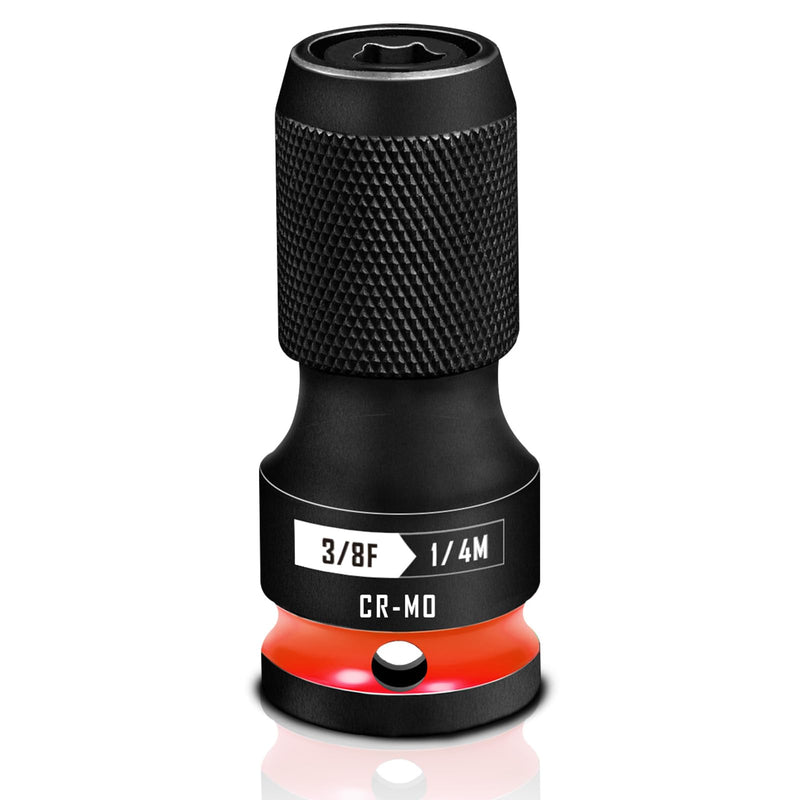 Quick Release Impact Bit Holders 3/8-Inch Square Drive to 1/4-Inch Hex Socket Adapter, CR-MO Steel, Red 3/8 Impact Bit Holder-1