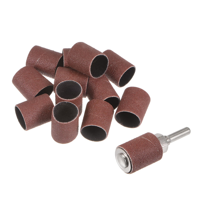 uxcell 12 Pcs 3/4 Inch Sanding Sleeves Sandpaper Set 120 Grit with 0.79 Inch Drum Mandrels for Rotary Tools