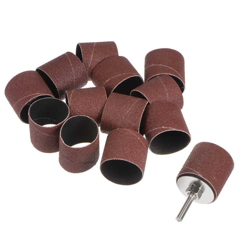 uxcell 12 Pcs 1-1/2 Inch Sanding Sleeves Sandpaper Set 80 Grit with 1 Inch Drum Mandrels for Rotary Tools