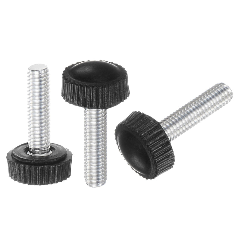 uxcell 20pcs M5 x 20mm Metric Male Thread Knurled Knobs, Thumb Screw Clamping Knobs Grip Plastic Handle Hand Knobs with Threaded Stud, Black