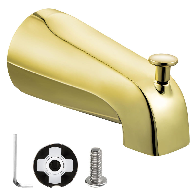 Enhon Tub Spout with Diverter, Slip-Fit Bathtub Faucet Spout Replacement, 1/2 Copper Pipe Connection, Easy to Install, Universal for Bathroom Shower(Polished Brass,1 Pack) Polished Brass