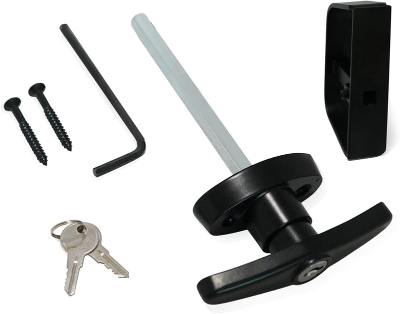 T-Handle Lock Shed Door Latch Lock Kit with 2 Keys and 2 Screws, 5-1/2" Stem Barn Playhouse & Chicken Coop Door Lock