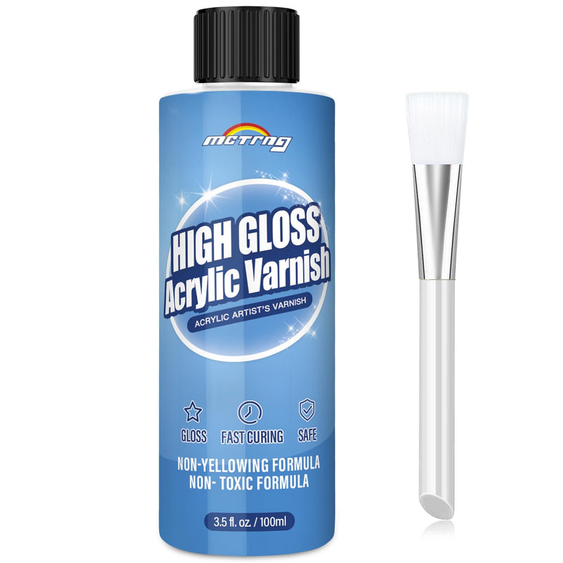 Gloss Varnish for Acrylic Painting, Artist's Acrylic Varnish, Non-Yellowing, Non-Toxic, Anti-Crazing, High Gloss Finish, for Artwork, Acrylic Paint, Suitable for Pro Artists, Hobby Painter
