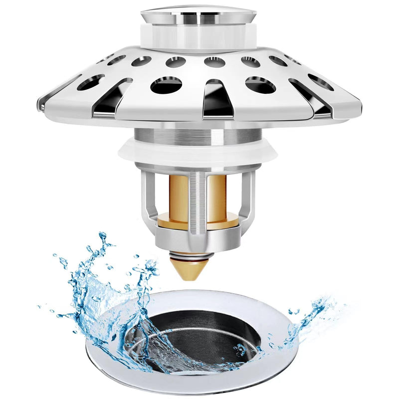 Bathroom Sink Stopper,Sink Hair Catcher,Bathroom Sink Drain Strainer Pop Up Drain Cover Plug,Universal for 1.1 to 1.65in Sink Drain Hole Bathroom Sink Stopper with Hair Catcher