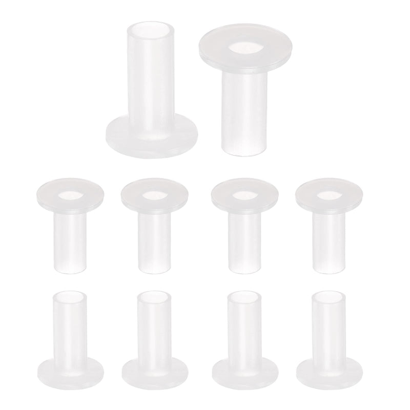 uxcell 10pcs Flanged Sleeve Bearings Plastic Bushings 8mm Bore x 10mm OD x 25mm Length Nylon Bushings, White 10