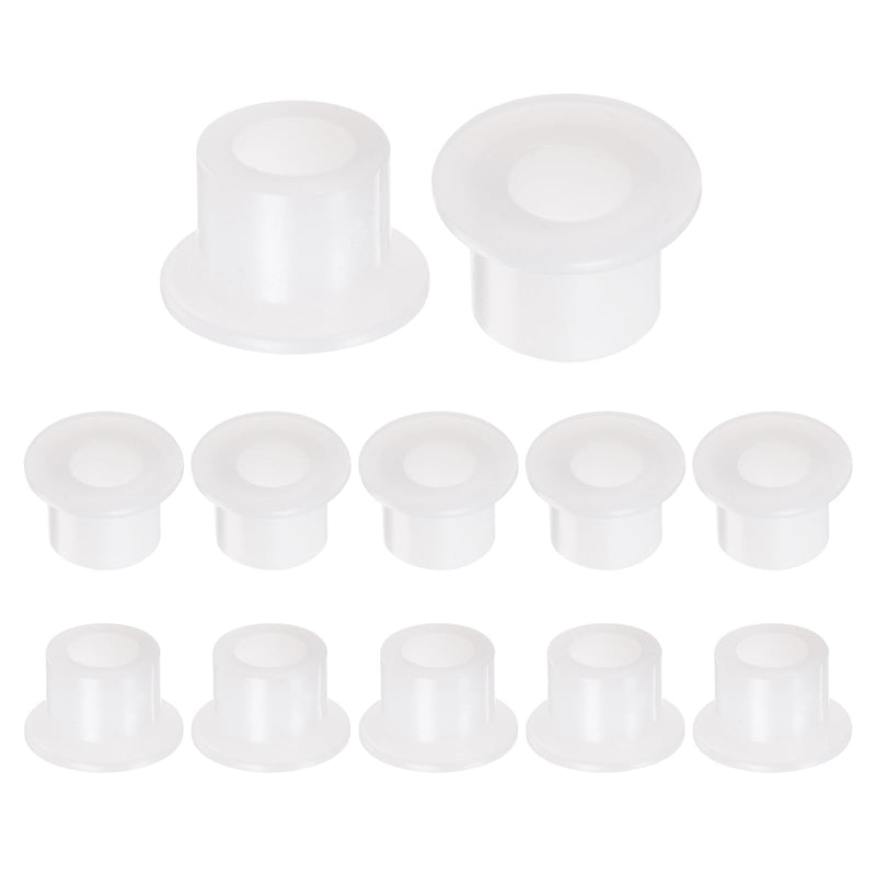 uxcell 12pcs Flanged Sleeve Bearings Plastic Bushings 6.1mm Bore x 9.9mm OD x 8.3mm Length Nylon Bushings, White 12