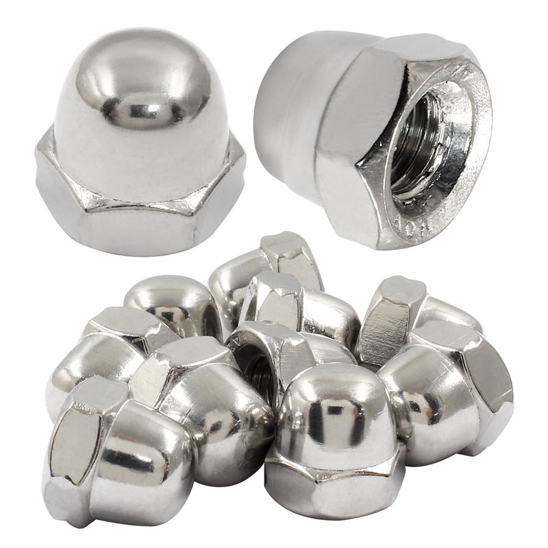 Hitefu 10PCS M10-1.5mm Acorn Cap Nuts, Stainless Steel Hex Cap Dome Head Nuts Locknuts, Bright Finish 10