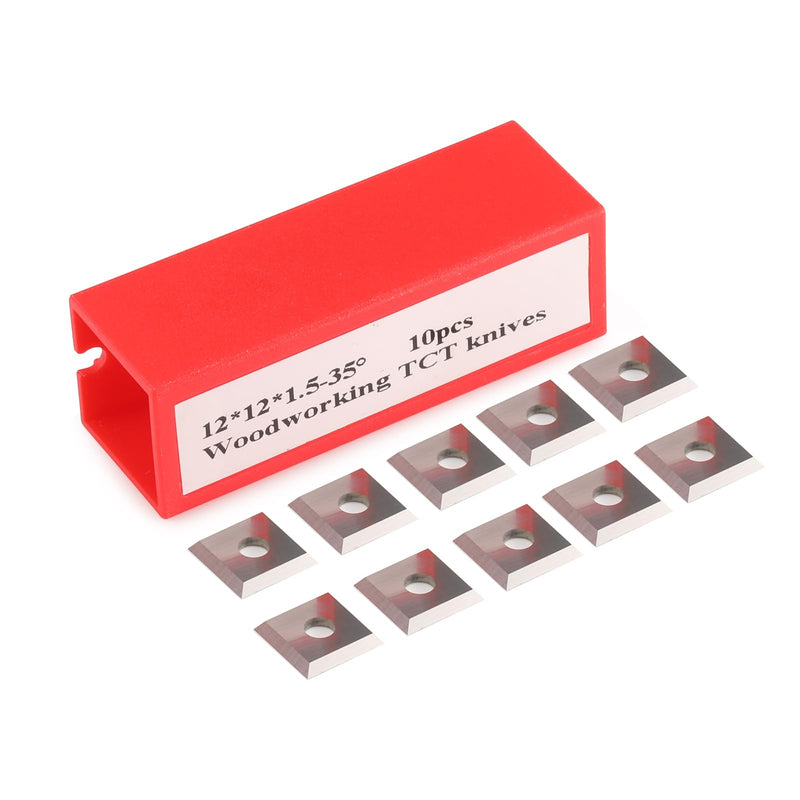 Square Corners 12mm Carbide Inserts, 12mm Length x 12mm Width x 1.5mm Thick, 35 Degree Cutting Angle, 4-Blade Straight Hole, Suitable for Replacing Helical Planer Cutter Heads (12 * 12 * 1.5mm) 12*12*1.5mm