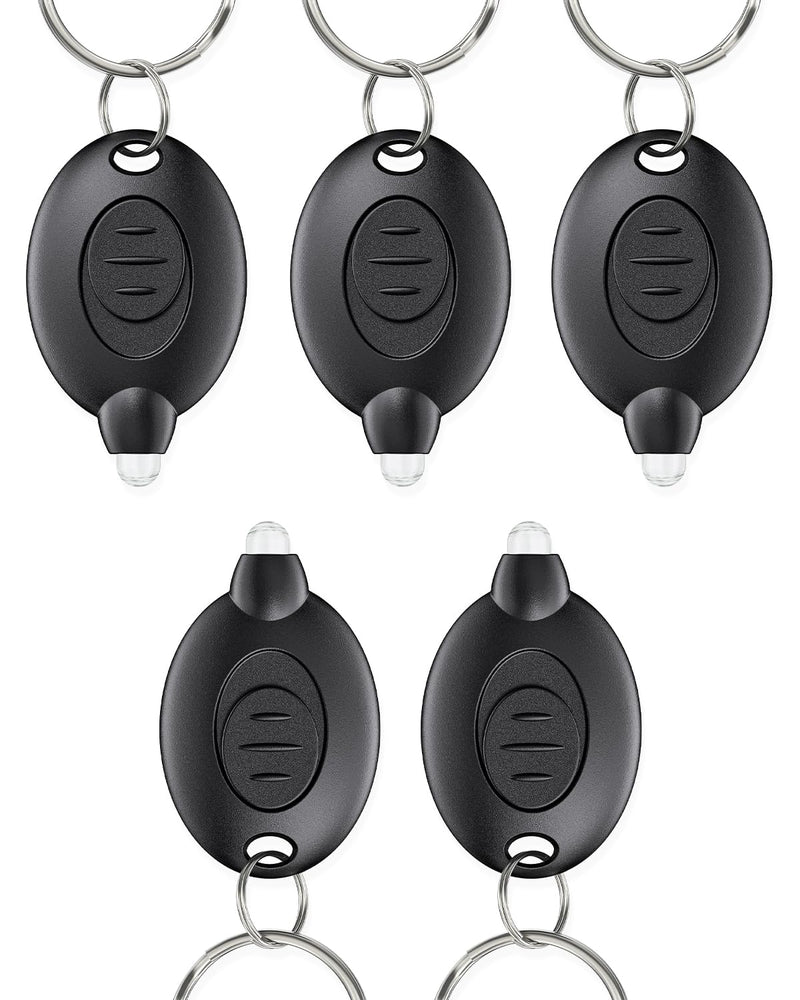 Uniclife 5 Pack LED Keychain Flashlight Mini LED Keychain Light 12 Lumen Portable Ultra Bright Battery Powered Key Ring Torch for Outdoor Camping Hiking and Emergency Lighting, Black Shell Black Shell, White Light 5 PCS