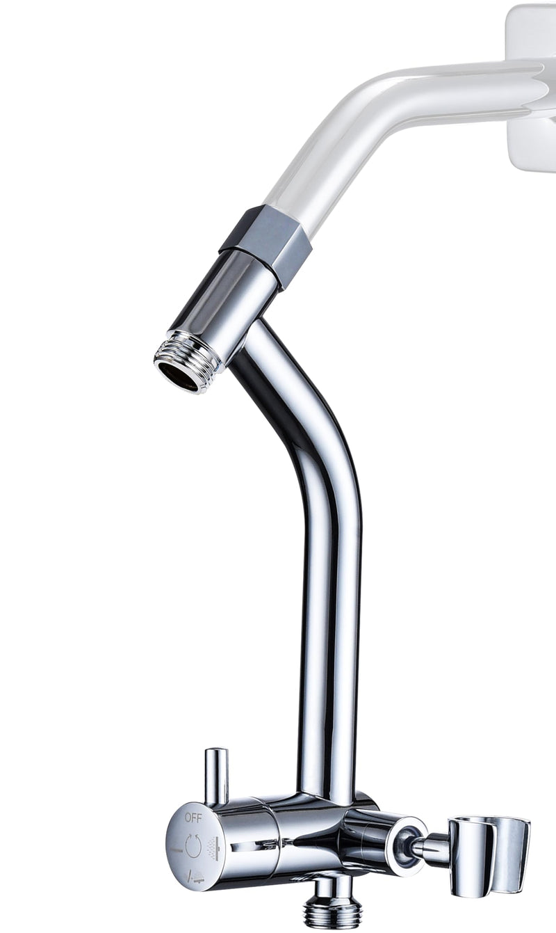 G-Promise All Metal Shower Diverter with Low Handheld Holder, 3-Way Diverter Valve with Pause Mode for Handheld and Fixed Shower Head, 4-Settings Universal Bathing System Replacement Part(Chrome) Polished Chrome
