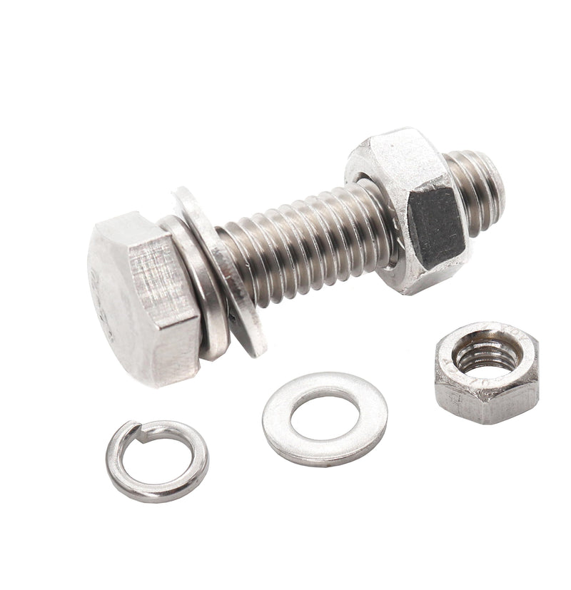 binifiMux 10-Pack M8 x 20mm Hexagon Screws Hex Bolts with M8 Hex Nuts M8 Flat Washers/Spring Lock Washers Set, 304/18-9, Plain Finish M8 x 20mm 40pcs - NewNest Australia