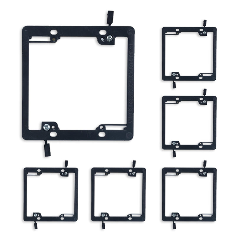 2-Gang Low Voltage Mounting Bracket 6-Pack, Dual Gangs Low Voltage Box and Low Voltage Bracket for 2 Gangs Wall Plate, Black, mounting Brackets.