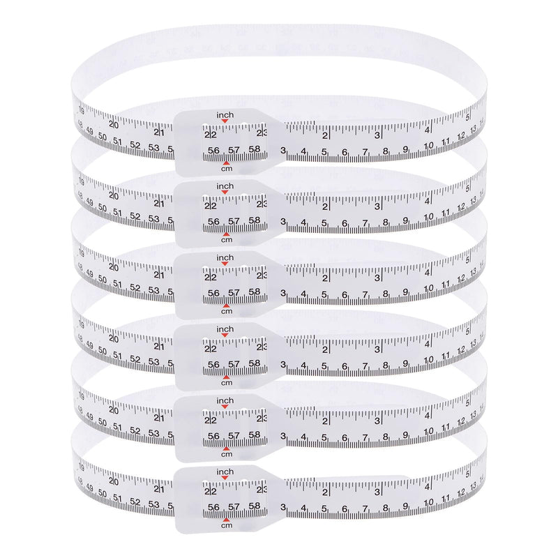 HARFINGTON 6Pcs Head Circumference Tape 24"(60cm) Flat Plastic Measuring Rule Measure for Child Head Arm Circumference, White 2cm 6