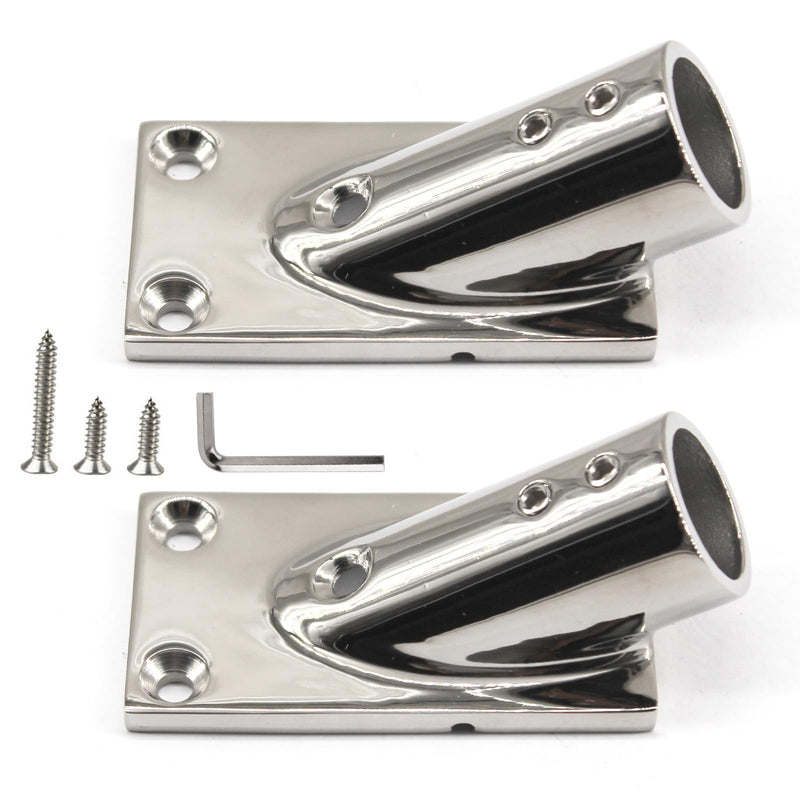 1 Inch 30 Degree Boat Hand Rail Fitting Heavy Duty 316 stainless steel Marine grade rod Round Base With Screws And Wrench For Awning, Sailboat, Yacht (2 Pieces) 1 inch