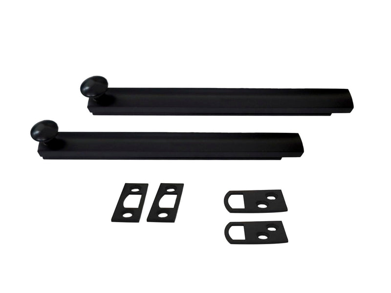 QCAA Heavy Duty Solid Brass Concealed Surface Bolt, 6", Matte Black, 2 Pack, Made in Taiwan Matte Black(6")