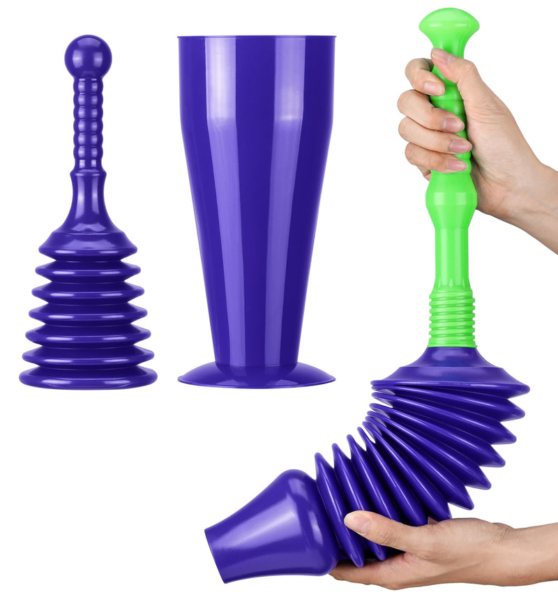 Luigi's Sink & Toilet Plunger Bundle - Heavy Duty Plungers for Bathroom & Kitchen - Toilet Plunger with Holder - Powerful & Flexible Bellows Plunger Toilets Sinks Baths & Showers Small Sink Plunger + Toilet Plunger