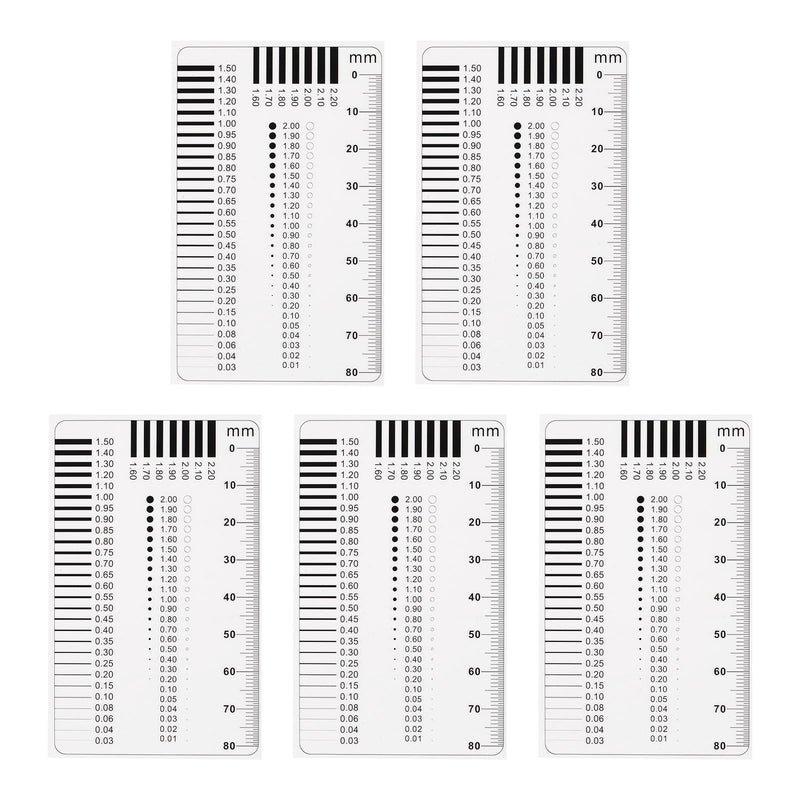 HARFINGTON 5pcs High Precision SEC Size Estimation Chart 80mm Covered Transparency Flaw Detection Film Ruler for Diameter and Line Width Defects Measuring 5