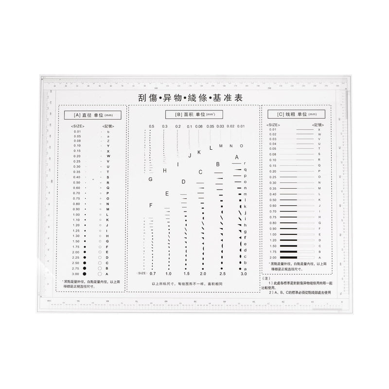 HARFINGTON High Precision SEC Size Estimation Chart 270x180mm Transparency Flaw Detection Film Ruler for Diameter Area and Line Width Defects Measuring